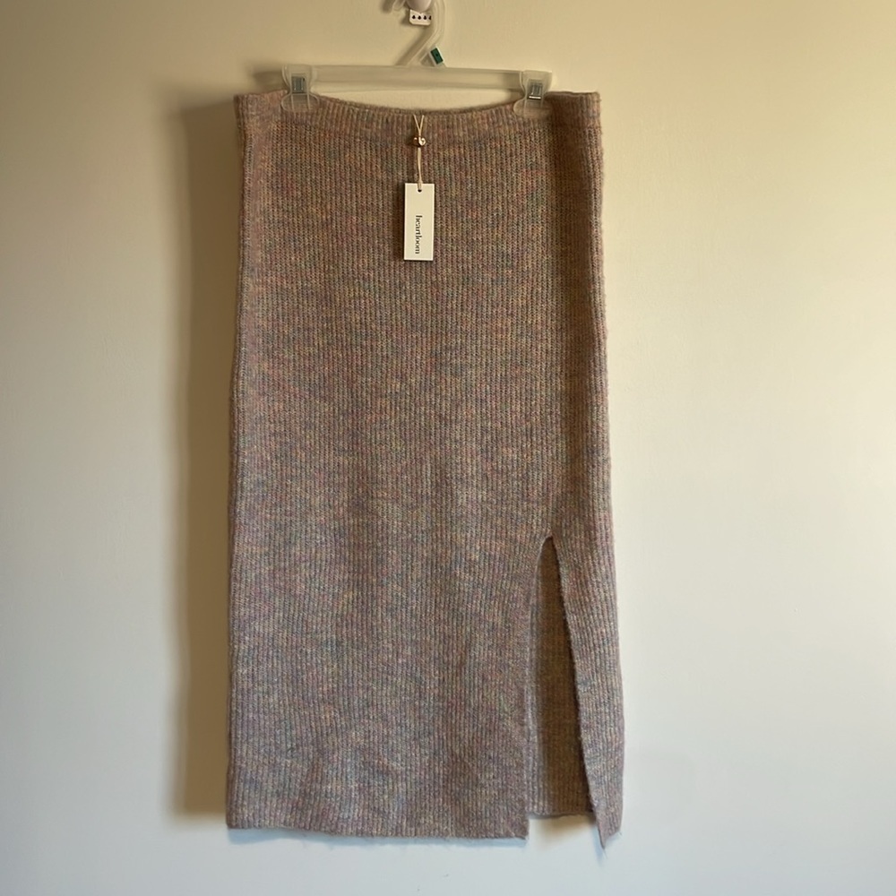 NWT Feminine Knit Midi Skirt Sweater Soft Girl Heartloom Jaden Large Pink